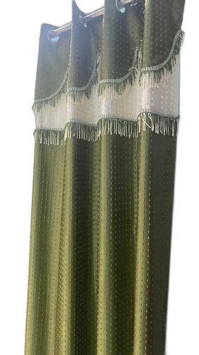 Olive Green And Off White Polyester Plain Window Curtain Size 6 Ft At