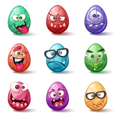 Happy Easter Cartoon Set Egg Icon 485161 Vector Art At Vecteezy