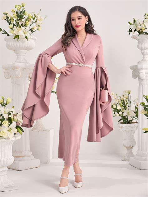 Shein Modely Shawl Collar Cloak Sleeve Dress Shein Usa