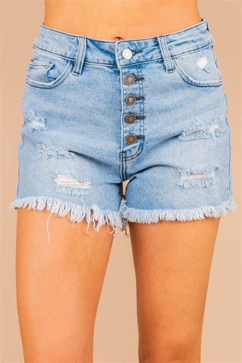 All The Joy Light Wash Distressed Denim Shorts Distressed Denim