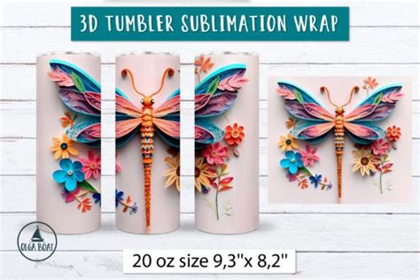 D Dragonfly Sublimation Tumbler Wrap Graphic By Olga Boat Design