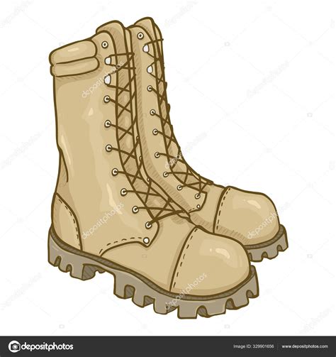 Vector Cartoon Beige Army Boots Stock Vector By Nikiteev