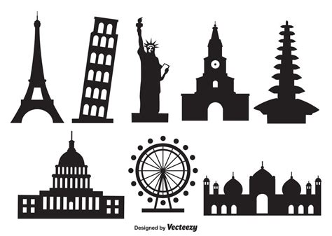 Famous World Monument Pack Silhouette Vector Download