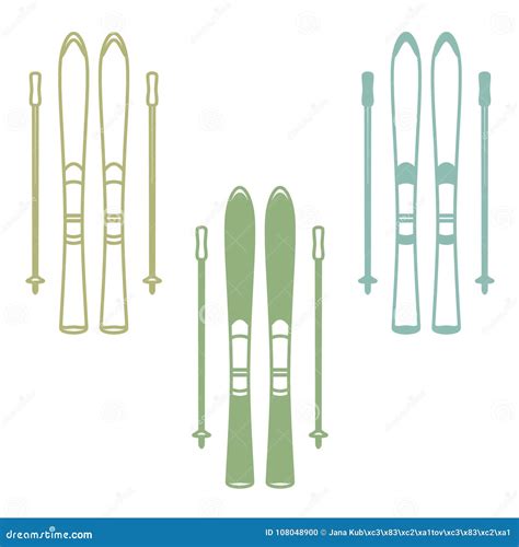 Skis With Ski Poles Stock Vector Illustration Of Winter