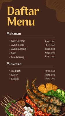 Gratis Desain Contoh Daftar Menu Canva