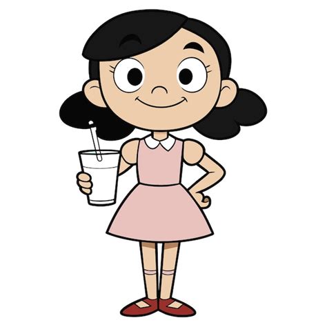 Premium Vector A Cartoon Character Of A Girl Holding A Drink And A Straw