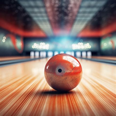 Premium Ai Image Bowling Ball On A Bowling Alley With Lights In The