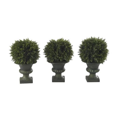 9 Inch Cedar Ball Topiary In Urn Set Of 3 4761