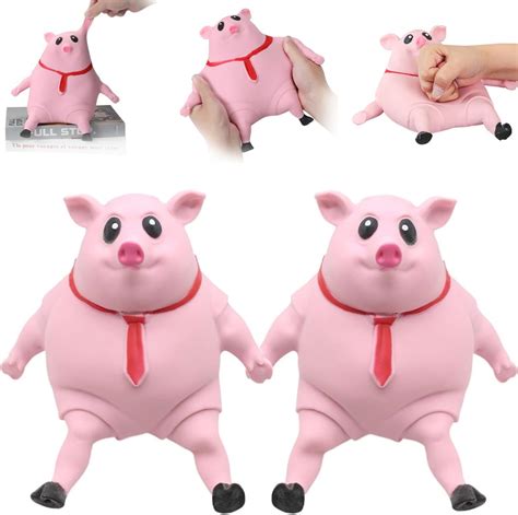 2 PCS Pink Pig Stress Relief Squishy Toy Novelty Cute Squishy Toy Pink