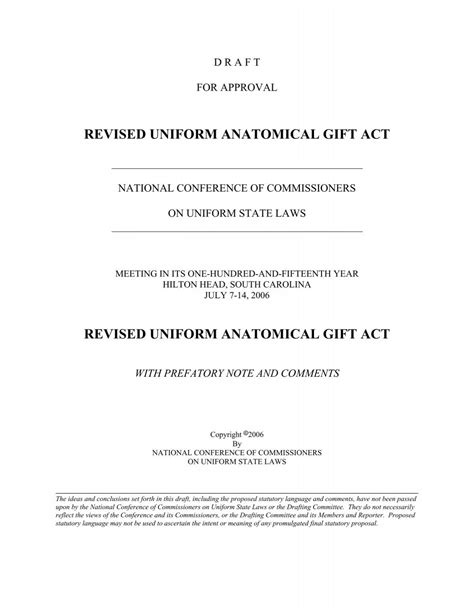 Revised Uniform Anatomical Gift Act Revised Uniform Anatomical Gift Act