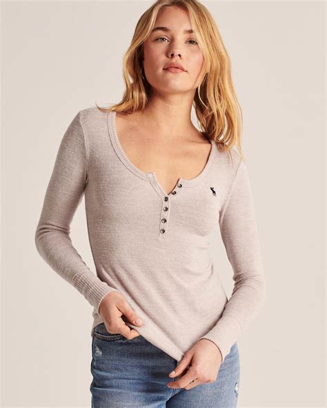 Womens Long Sleeve Henley Womens Tops Womens