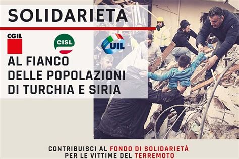 Terremoto Turchia E Siria Raccolta Fondi Di CGIL CISL UIL SPI CGIL