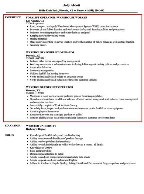 Effective Forklift Operator Resume Sample Artofit