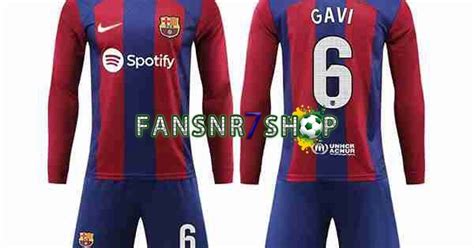 FC Barcelona fußball trikot GAVI 6 Kinder Heim 2023 2024 Langarm