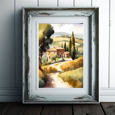 Tuscany Countryside Watercolor Painting Classic Painting - Etsy