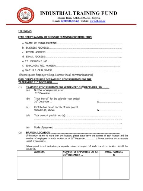 Itf Form 5 Pdf