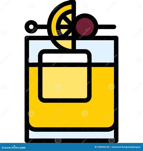 Whiskey Sour Cocktail Icon Alcoholic Mixed Drink Vector Stock Vector