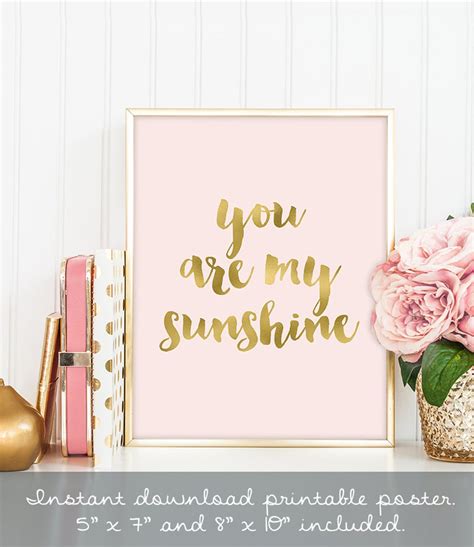 You Are My Sunshine Poster / Wall Art Print DIY / GOLDEN BLUSH - Etsy