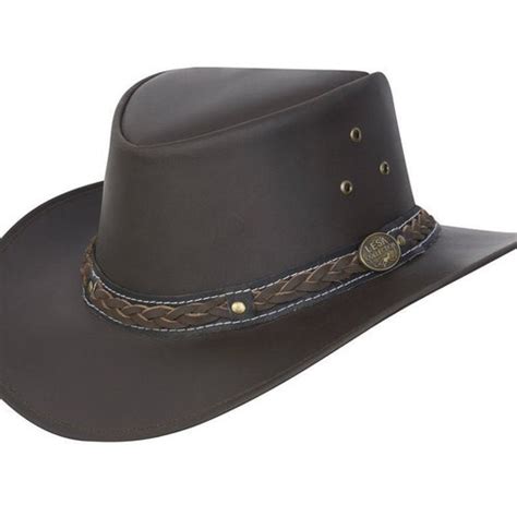 Leather Cowboy Western Aussie Style Bush Hat Brown With Free Etsy