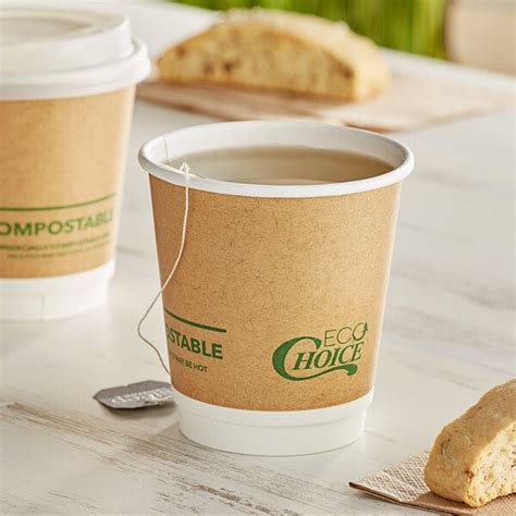 EcoChoice Oz Smooth Double Wall Kraft Compostable Paper Hot Cup Case