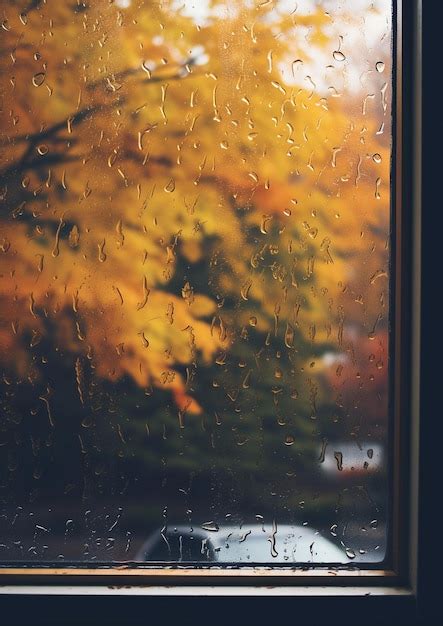 Fen Tre Mouill E De Pluie Et De Gouttes De Pluie Derri Re Un Paysage