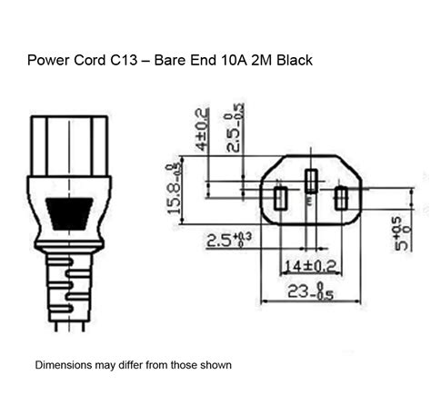 Power Cord C13 Bare End 10a 2m Black Concordia Technologies