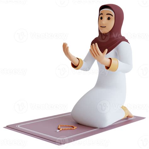 D Render Muslim Women Praying Png