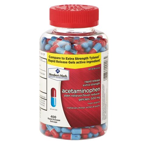 Member S Mark Rapid Release Acetaminophen 500mg Gelcaps 400 Ct