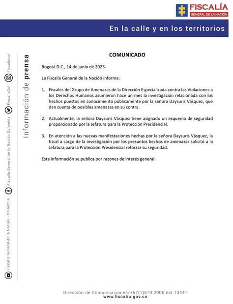 Fiscalía Colombia on Twitter ATENCIÓN Comunicado oficial de la