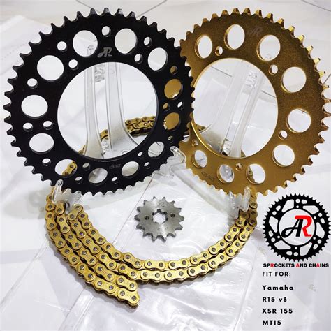 AR Sprocket Chain Set 14T 50T 428 Gold Or Black Steel Yamaha MT15 R15