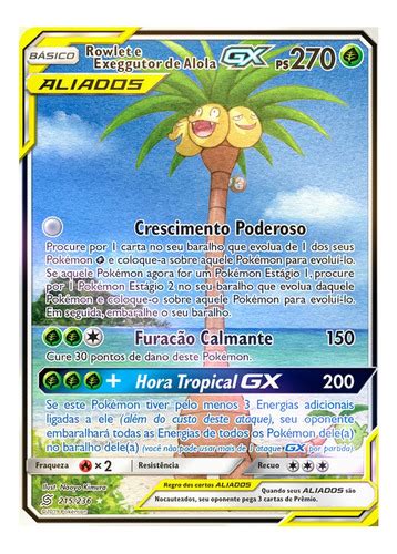 Carta Pok Mon Rowlet E Exeggutor De Alola Gx Full Art Parcelamento