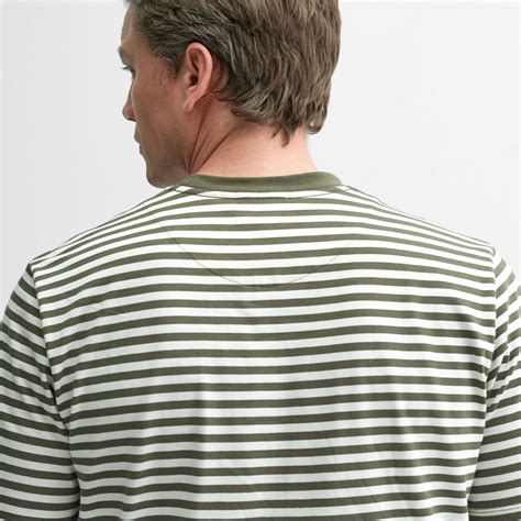 Markham Khaki Stripe Mens Cotton T Shirt Oliver Sweeney