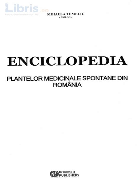 Enciclopedia Plantelor Medicinale Spontane Din Romania Mihaela