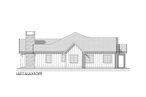 New American Ranch Home Plan With Prep Kitchen And Grilling Patio