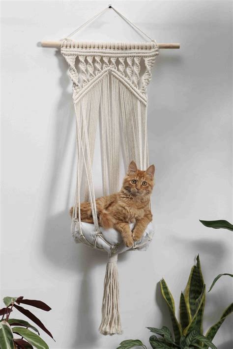 Macrame Cat Hammock Woven Hanging Cat Bed Macrame Cat Swing Cat Lover