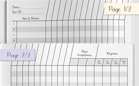 Carnet de notes enseignant Enregistrement des notes des élèves pour 41