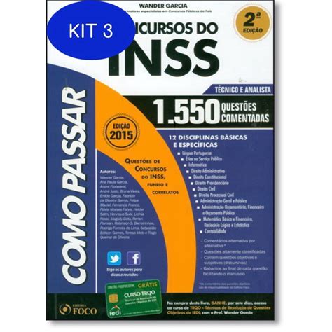 Kit Livro Como Passar Em Concursos Do Inss T Cnico E No Shoptime