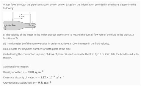 [solved] Water Flows Through The Pipe Contraction Solutioninn