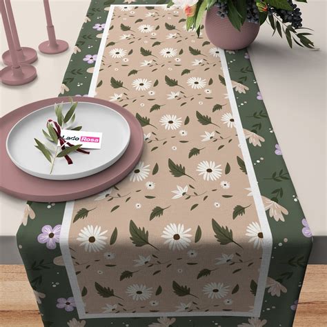 Trilho De Mesa Caminha De Mesa Margarida Green 50x140cm