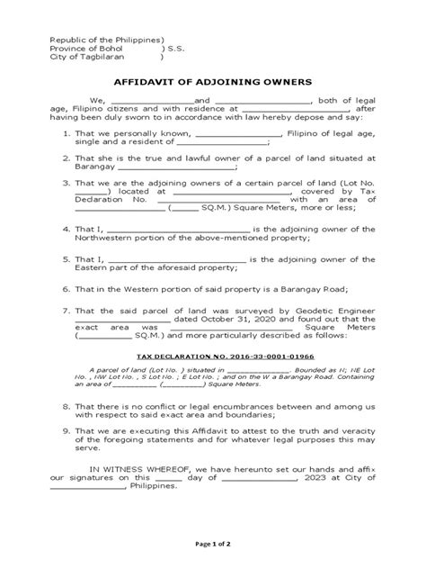Affidavit Of Adjoining Owners Pdf Affidavit Legal Documents