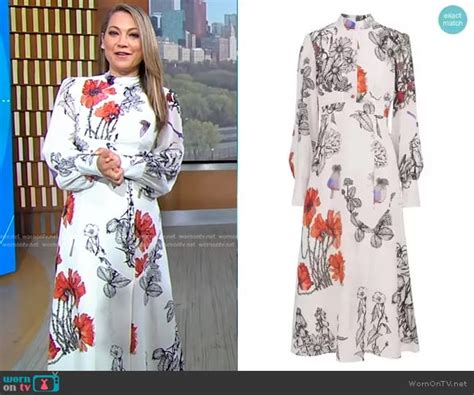 Wornontv Ginger’s White Floral Midi Dress On Good Morning America Ginger Zee Clothes And