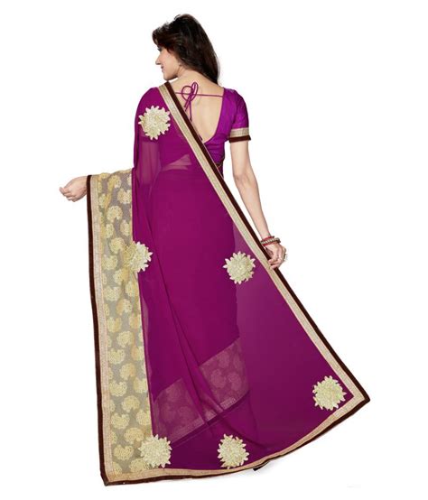 Saree Swarg Purple Georgette Saree Buy Saree Swarg Purple Georgette