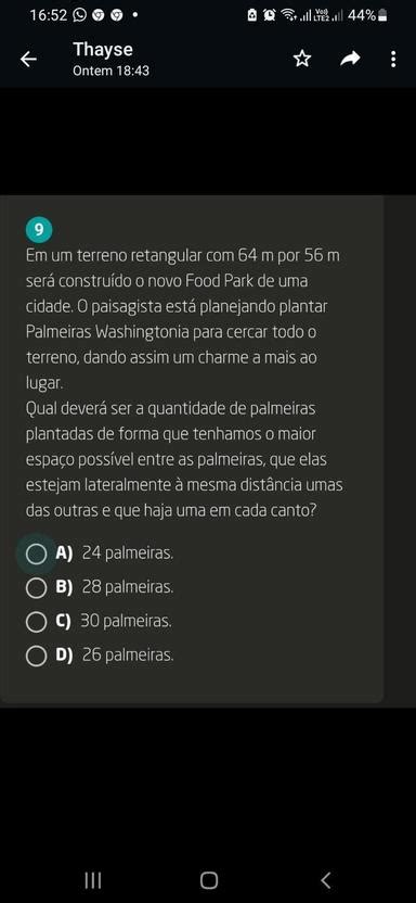 Em um terreno retangular de 64m por 56m será construído o novo Food