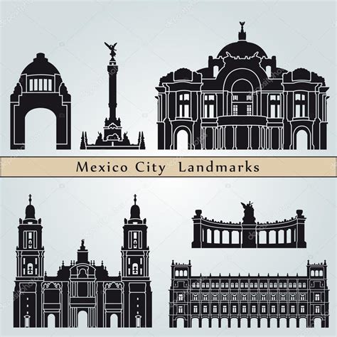 Mexico City landmarks and monuments — Stock Vector © paulrommer #60326677