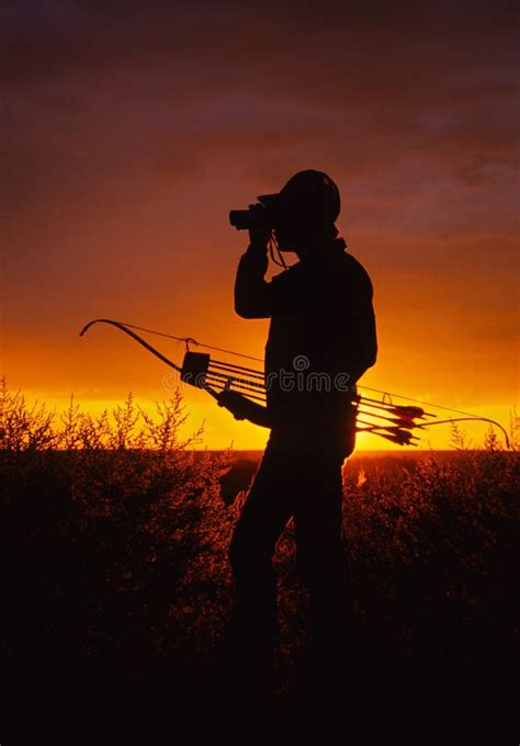 Bowhunter In Sunset Stock Photo Image Of Weapon Archery 17304888