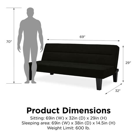 Sofa Bed Black Velvet Kebo Futon Sofabed 2005019UK by Dorel