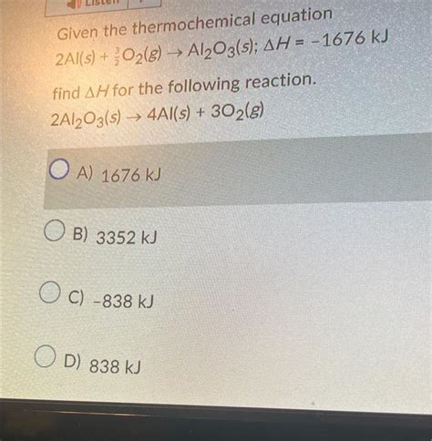 Solved Given The Thermochemical Equation Chegg