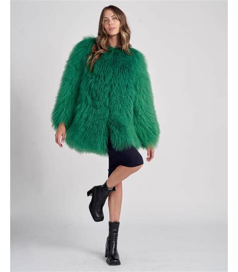 Kelly Green Mongolian Lamb Fur Jacket Green Fur Coat FurSource