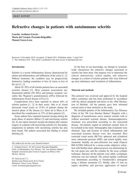 (PDF) Refractive changes in patients with autoimmune scleritis