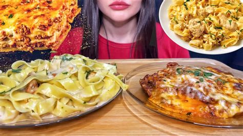 Asmr Creamy Pasta Cheesy Lasagna Mukbang Eating Sounds Youtube